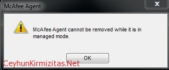 McAfee Agent cannot be removed while it is in managed mode