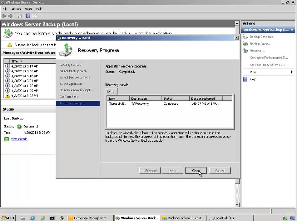 How to Perform Step by Step Exchange 2010 Single Mailbox Restore with Windows Server Backup