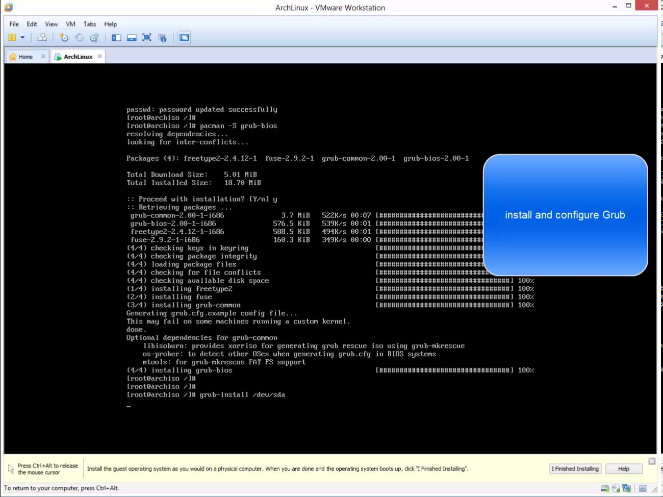 Installing Arch Linux 2013.05.01 + Xfce 4.10 in VMware Workstation 9